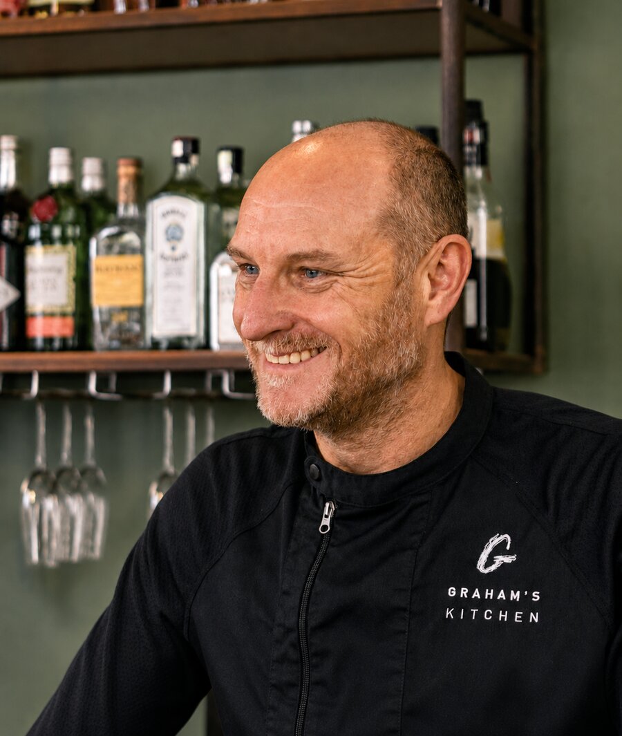Chef and owner Graham Mee at the bar of Graham's Kitchen